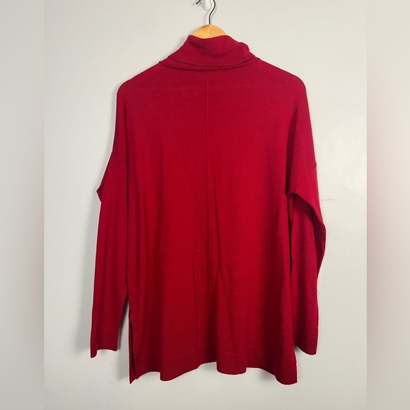 Eileen Fisher Womens Sweater Xs Red Merino Wool Turtleneck - Picture 4 of 4